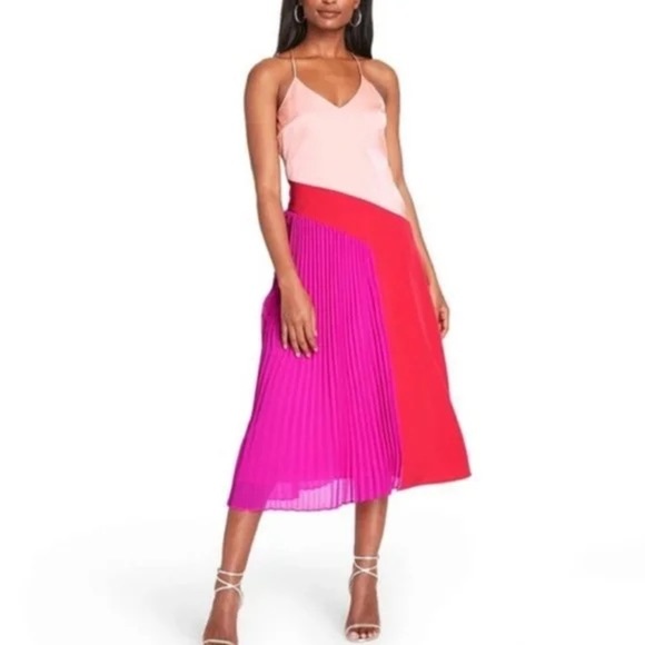 CUSHNIE Pink Pleated Midi Dress NWT Size 2 - Picture 1 of 7